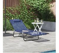 Vidaxl Chaise Longue Pliante Avec Appui-Tête Bleu Marine En Textilène