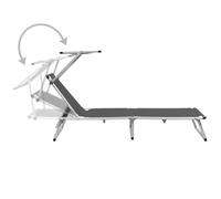 Chaise Longue Pliante avec Auvent, Cadre en Aluminium, Textilene Gris | Auvent réglable, dossier inclinable, structure pliable légère, textilene durable, usage jardin plage