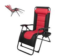 Chaise longue pliante avec coussin de dossier monobloc, ergonomique, dossier réglable, jusqu'à 150 kg, chaise de jardin pour jardin, piscine, balcon et terrasse, rouge