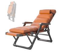 Chaise Longue Pliante avec Dossier Réglable 5 Positions, Compacte Lit De Sieste Bureau, Structure Métal Renforcé Coussin Détachable pour Maison, Balcon, 150kg Charge(Orange)
