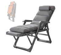 Chaise Longue Pliante avec Dossier Réglable 5 Positions, Compacte Lit De Sieste Bureau, Structure Métal Renforcé Coussin Détachable pour Maison, Balcon, 150kg Charge(Gray)