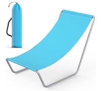 Chaise Longue Pliante avec Sac de Transport - Chaise Pliante Camping jusqu’à 120 kg, Structure en Acier Stable, Chaise de Jardin et de Camping Ergonomique, Transat Pliable d’Extérieur (Hellblau)