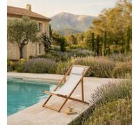 Chaise longue pliante - blanc cassé