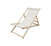 Chaise Longue Pliante Chilienne en Bois de Pin, Beige, Dossier Réglable, 3