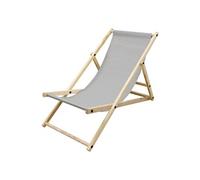 ECD Germany Chaise Longue Pliante Chilienne en Bois de Pin, Gris Clair, Dossier Réglable, Hellgrau G