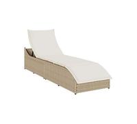Chaise longue pliante coussin rangement marron résine tressée vidaXL