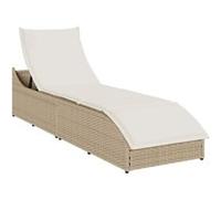Vidaxl Chaise Longue Pliante Coussin Et Rangement Beige Résine Tressée