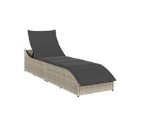 Chaise longue pliante coussin et rangement gris clair polyrotin gris clair G