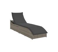 vidaXL Chaise longue pliante résine tressée gris – coussin et rangement, inclinable