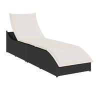 Chaise longue pliante coussin et rangement noir résine tressée vidaXL