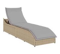 Chaise longue pliante coussin rangement marron résine tressée vidaXL