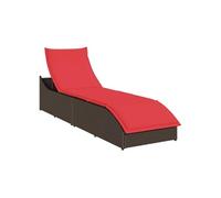 Chaise longue pliante coussin rangement marron résine tressée vidaXL