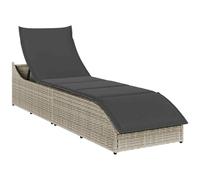 Chaise longue pliante coussin rangement marron résine tressée vidaXL