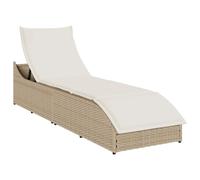 vidaXL Chaise longue pliante avec support et espace de rangement Beige Poly-Rattan