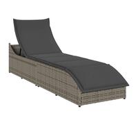 vidaXL Chaise longue pliante avec support et espace de rangement Gris Poly-Rotin