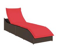 vidaXL Chaise longue pliante avec support et espace de rangement Marron Poly-Rattan