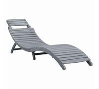 Chaise Longue Pliante en Acacia Massif avec Coussin Gris pour Jardin | Bois massif durable, coussin fixé par cordelettes, pliage facile, usage intérieur-extérieur, design ergonomique