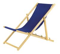 Chaise longue pliante - En bois - Idéale pour plage et jardin - Bleu