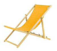Chaise longue pliante - En bois - Idéale pour plage et jardin - Jaune