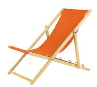 Chaise longue pliante - En bois - Idéale pour plage et jardin - Orange