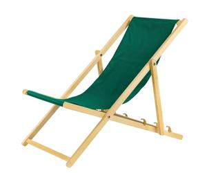 Chaise longue pliante - En bois - Idéale pour plage et jardin - Vert