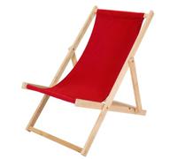 Chaise Longue Pliante en Bois Rouge- Transat chilienne en hêtre Robuste 120 kg - Relax Pliable pour Jardin, Balcon, terrasse, Plage & Camping