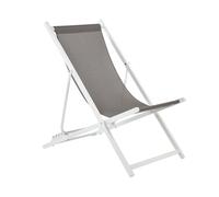 Chaise Longue Pliante et Inclinable pour l'Extérieur en Textilène Gris et C
