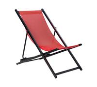 Chaise Longue Pliante et Inclinable pour l'Extérieur en Textilène Rouge Loc