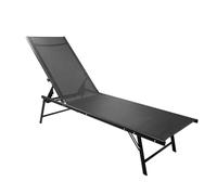Chaise Longue Pliante Jardin 185x54,5x34,5 cm - Textilène Haute densité - Dossier 6 Positions, Transat, Bain de Soleil