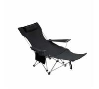 Chaise Longue Pliante Noire Extra Longue (165 cm), Légère et Portative pour Plage, Camping, Pêche, Jardin - Acier Durable