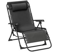 Chaise longue pliante Outsunny Chaise longue de jardin avec coussin, chaise longue avec dossier réglable en 5 positions, chaise de camping résistante aux intempéries, chaise de jardin pouvant