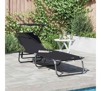 vidaXL Chaise longue pliante Oxford réglable avec auvent tissu 600D Bleu 2 pcs