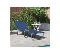 Chaise Longue Pliante Portable Bleue en Tissu Oxford 600D G