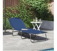 Chaise Longue Pliante Portable Bleue en Tissu Oxford 600D