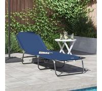 Chaise Longue Pliante Portable Bleue en Tissu Oxford 600D