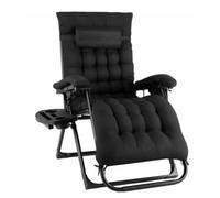 Chaise longue pliante pour le jardin - Chaise de jardin - Lit de repos - Réglable avec appuie-tête et porte-gobelet - Confortable coussin en coton amovible - 1 pièce - Sc