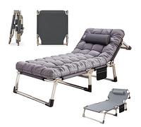 Chaise longue pliante pour l'extérieur, taille extra large de 190 cm et coussin de perles, parfaite pour le jardin, la plage, le patio et le camping, design léger pour plus de confort