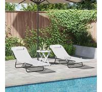 Chaise longue pliante Textilène Transat de jardin soleil pliable Plage vidaXL vi