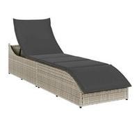 Chaise longue pliante coussin rangement marron résine tressée vidaXL