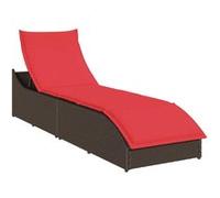 Chaise longue pliante coussin rangement marron résine tressée vidaXL