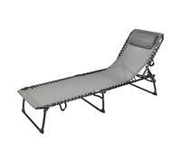 Chaise longue pliante XL Relax avec oreiller, gris foncé, 190 x 60 cm, chaise de soleil avec dossier réglable sur 5 positions, chaise de jardin, chaise de relaxation, chaise de camping, chaise longue