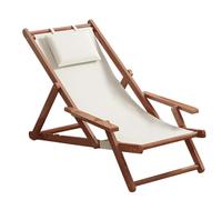 Chaise longue pliante Zero Gravity extra large - Chaise de plage épaisse et portable avec 4 vitesses de réglage pour balcon et extérieur - Design en bois massif, assise confortable sur la terrasse