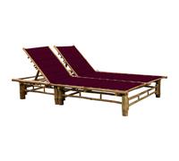 Chaise Longue pour 2 Personnes avec Coussins Bambou Transat de Patio vidaXL