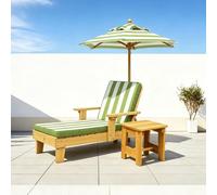 Chaise Longue pour Chien avec Parasol - Lit Chien Extérieur avec Canopée pour Jardin, Piscine, Plage - Fauteuil Enfant avec Ombre - Coussin Amovible & Grand Parasol - Cadre en Bois Green 93.5X62X38CM
