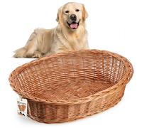 KADAX Chaise longue en osier pour chien et chat, Lit pour animaux de couleur naturelle, Lit pour chien, Panier pour chat, Transat pour animaux, Lit pour animaux, Coin couchage pour chien. Panier de