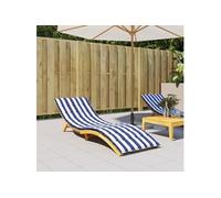 vidaXL Coussin de Chaise Longue, Matelas de Bain de Soleil Anti-Glissement, Décoration Jardin Terrasse, Rayures Bleues et Blanches Tissu Oxford