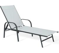 Chaise longue Rebecca Mobili Darkin 95x195x69 Acier Polyester Gris clair Anthracite Moderne