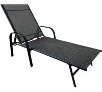 Chaise longue Rebecca Mobili Oriri 95x195x69 Acier Polyester Gris foncé Noir Moderne