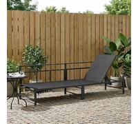 Chaise Longue Réglable Textilène Noir 200x62x59,5cm, Transat Imperméable avec Dossier Inclinable, Structure Acier Peint pour Jardin et Terrasse, Confort Optimal, Charge Max 110kg