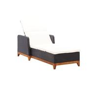 Chaise longue Résine tressée et bois d acacia massif Noir